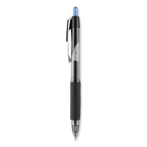 Signo 207 Needle Point Gel Pen,Retractable, Medium 0.7 Mm, Blue Ink, Clear/black/blue Barrel, Dozen