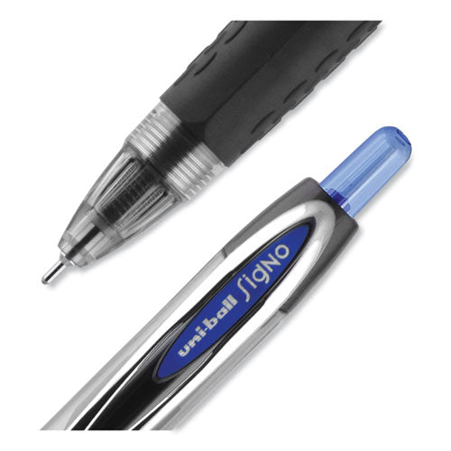 Signo 207 Needle Point Gel Pen,Retractable, Medium 0.7 Mm, Blue Ink, Clear/black/blue Barrel, Dozen