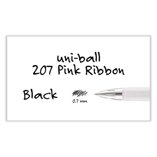 Signo 207 Gel Pen, Retractable, Medium 0.7 Mm,Black Ink, Translucent Pink/translucent White Barrel, 2/pack