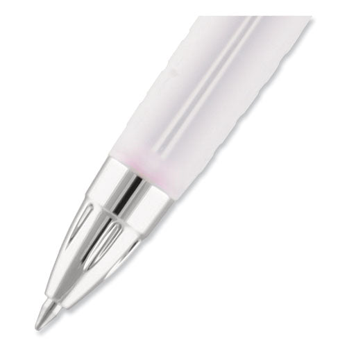 Signo 207 Gel Pen, Retractable, Medium 0.7 Mm,Black Ink, Translucent Pink/translucent White Barrel, 2/pack