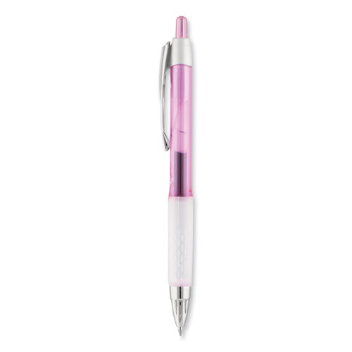 Signo 207 Gel Pen, Retractable, Medium 0.7 Mm,Black Ink, Translucent Pink/translucent White Barrel, 2/pack