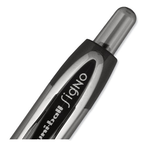 Signo 207 Gel Pen, Retractable, Bold 1 Mm, Black Ink, Smoke/black Barrel, Dozen.