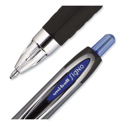 Signo 207 Gel Pen, Retractable, Bold 1 Mm, Blue Ink, Smoke/black/blue Barrel, Dozen.