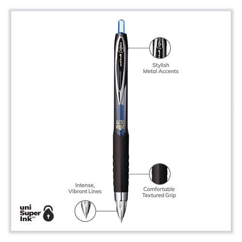 207 Signo Gel Ultra Micro Gel Pen, Retractable, Extra-fine 0.38 Mm, Blue Ink, Clear/black Barrel.