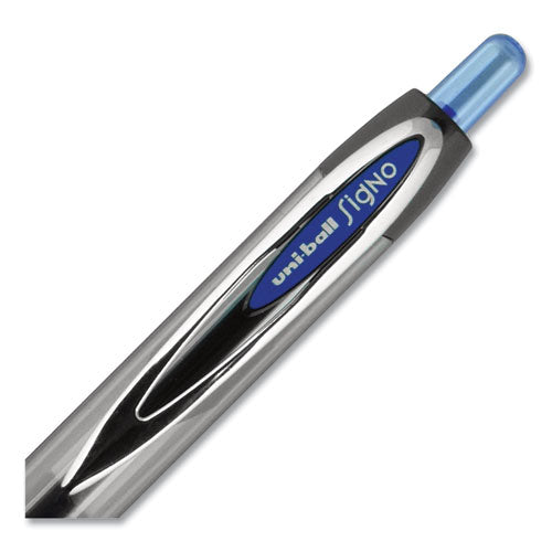 Signo 207 Gel Pen, Retractable,Medium 0.7 Mm, Blue Ink, Smoke/black/blue Barrel, 36/box