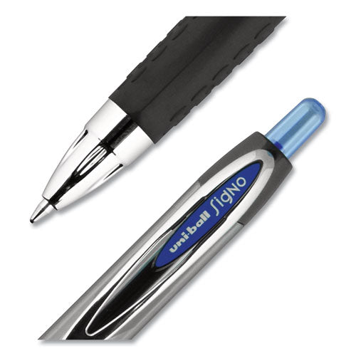 Signo 207 Gel Pen, Retractable,Medium 0.7 Mm, Blue Ink, Smoke/black/blue Barrel, 36/box
