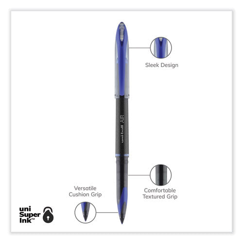 Air Porous Roller Ball Pen, Stick, Medium 0.7 Mm, Blue Ink, Black/blue Barrel, Dozen.