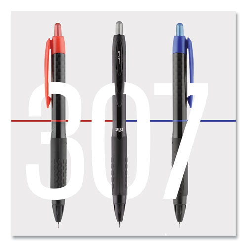 307 Gel Pen, Retractable, Fine 0.5 Mm, Blue Ink, Black Barrel, Dozen.