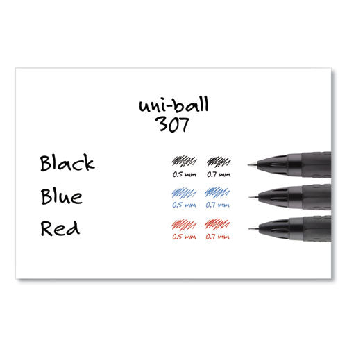 307 Gel Pen, Retractable, Fine 0.5 Mm, Blue Ink, Black Barrel, Dozen.