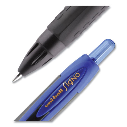 307 Gel Pen, Retractable, Fine 0.5 Mm, Blue Ink, Black Barrel, Dozen.
