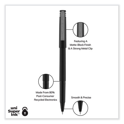 Roller Ball Pen, Stick, Extra-fine 0.5 Mm, Black Ink, Black Barrel, 72/pack.