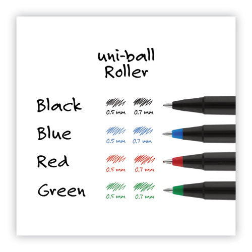 Roller Ball Pen, Stick, Extra-fine 0.5 Mm, Blue Ink, Black/blue Barrel, 72/pack.
