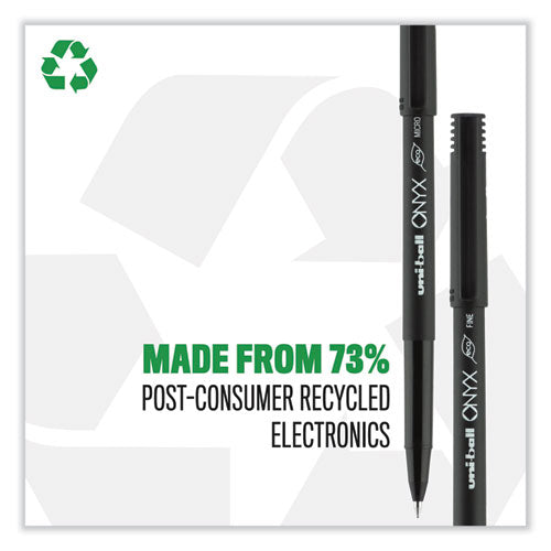 Onyx Roller Ball Pen, Stick, Fine 0.7 Mm, Black Ink, Black Barrel, 72/pack.