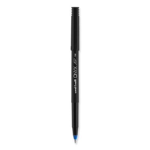 Onyx Roller Ball Pen, Stick, Fine 0.7 Mm, Blue Ink, Black/blue Barrel, 72/pack.