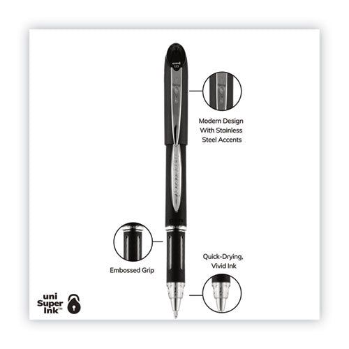 Jetstream Stick Hybrid Gel Pen, Bold 1 Mm, Black Ink, Black/silver Barrel.