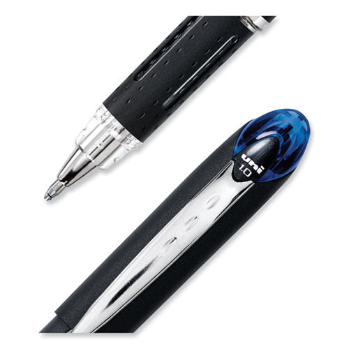 Jetstream Stick Hybrid Gel Pen, Bold 1 Mm, Blue Ink, Black/silver/blue Barrel.