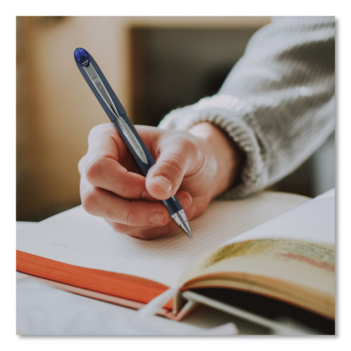 Jetstream Stick Hybrid Gel Pen, Bold 1 Mm, Blue Ink, Black/silver/blue Barrel.