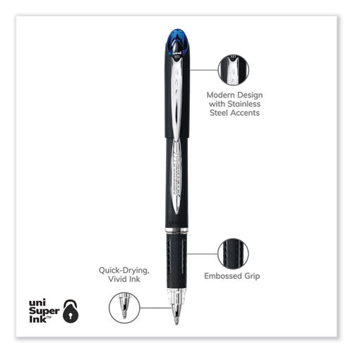 Jetstream Stick Hybrid Gel Pen, Bold 1 Mm, Blue Ink, Black/silver/blue Barrel.