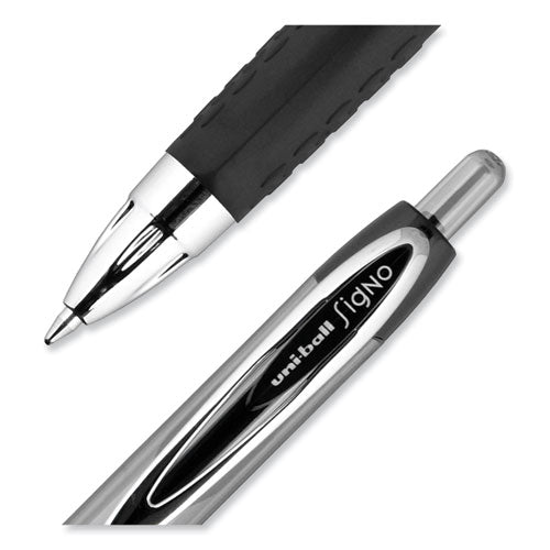 Signo 207 Gel Pen, Retractable, Medium 0.7 Mm, Black Ink, Smoke/black Barrel,Dozen