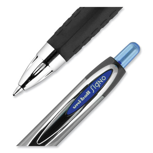 Signo 207 Gel Pen, Retractable, Medium 0.7 Mm, Blue Ink, Smoke/black/blue Barrel, Dozen.