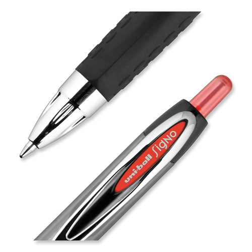 Signo 207 Gel Pen, Retractable, Medium 0.7 Mm, Red Ink, Smoke/black/red Barrel, Dozen.