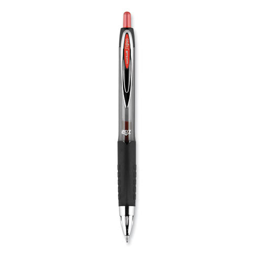 Signo 207 Gel Pen, Retractable, Medium 0.7 Mm, Red Ink, Smoke/black/red Barrel, Dozen.