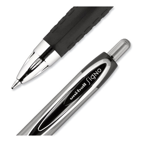 Signo 207 Gel Pen, Retractable, Medium 0.7 Mm, Black Ink, Smoke/black Barrel, 4/pack.