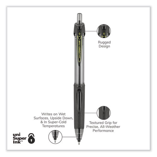 Power Tank Rt Ballpoint Pen Retractable, Bold 1 Mm, Black Ink, Smoke/black Barrel, Dozen