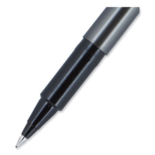 Deluxe Roller Ball Pen, Stick, Extra-fine 0.5 Mm, Black Ink, Metallic Gray/black Barrel, Dozen.