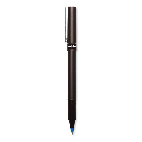 Deluxe Roller Ball Pen, Stick,Extra-fine 0.5 Mm, Blue Ink, Metallic Gray/black/blue Barrel, Dozen