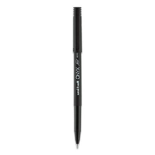 Onyx Roller Ball Pen, Stick, Extra-fine 0.5 Mm, Black Ink, Black Barrel, Dozen.