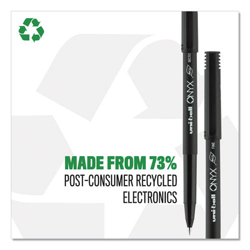 Onyx Roller Ball Pen, Stick, Extra-fine 0.5 Mm, Black Ink, Black Barrel, Dozen.