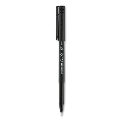 Onyx Roller Ball Pen, Stick, Extra-fine 0.5 Mm, Black Ink, Black Barrel, Dozen.