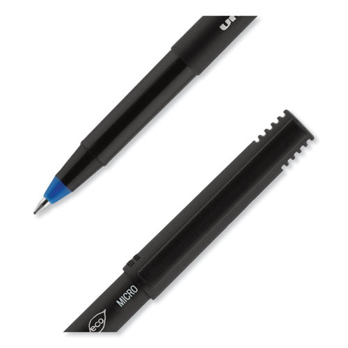 Onyx Roller Ball Pen, Stick, Extra-fine 0.5 Mm, Blue Ink, Black/blue Barrel, Dozen.