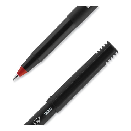 Onyx Roller Ball Pen, Stick, Extra-fine 0.5 Mm, Red Ink, Black/red Barrel, Dozen.