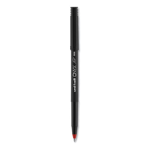 Onyx Roller Ball Pen, Stick, Extra-fine 0.5 Mm, Red Ink, Black/red Barrel, Dozen.