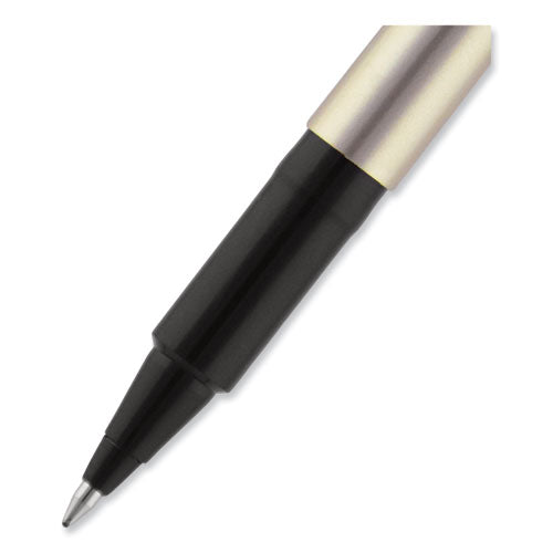 Deluxe Roller Ball Pen, Stick, Fine 0.7 Mm, Black Ink, Champagne/black Barrel, Dozen.