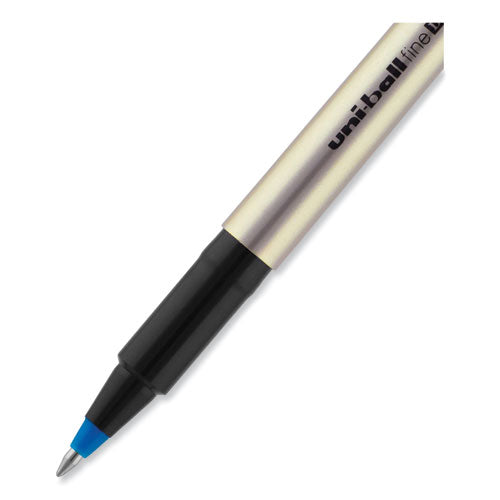 Deluxe Roller Ball Pen, Stick, Fine 0.7 Mm, Blue Ink, Champagne/black/blue Barrel, Dozen.