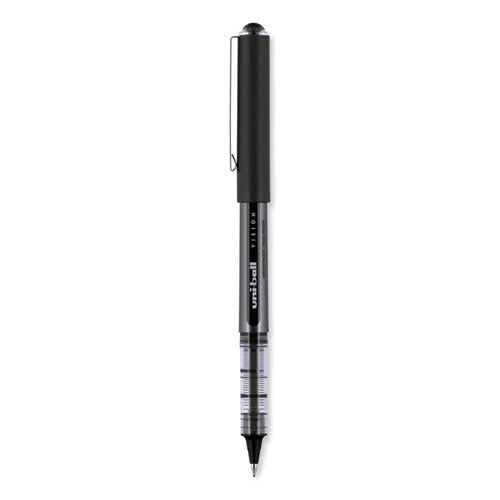 Vision Roller Ball Pen, Stick, Extra-fine 0.5 Mm, Black Ink, Gray/black/clear Barrel, Dozen.