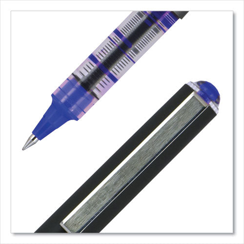 Vision Roller Ball Pen, Stick, Extra-fine 0.5 Mm, Blue Ink, Gray/blue/clear Barrel, Dozen.