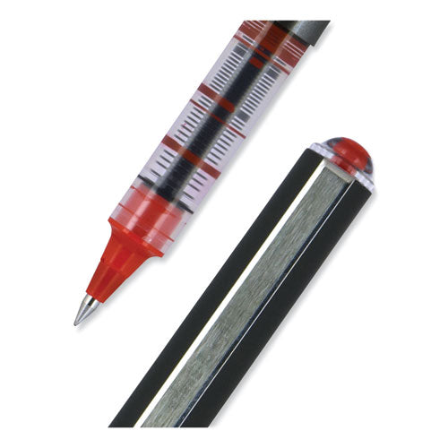 Vision Roller Ball Pen, Stick, Micro 0.5 Mm, Red Ink, Gray/red Barrel, Dozen