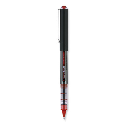 Vision Roller Ball Pen, Stick, Micro 0.5 Mm, Red Ink, Gray/red Barrel, Dozen