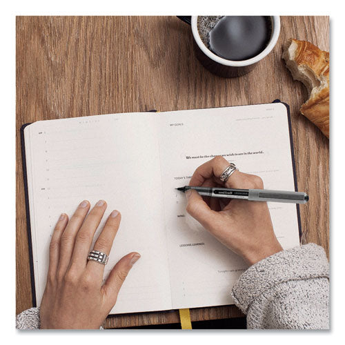 Vision Roller Ball Pen, Stick, Fine 0.7 Mm, Black Ink, Silver/black/clear Barrel, Dozen.