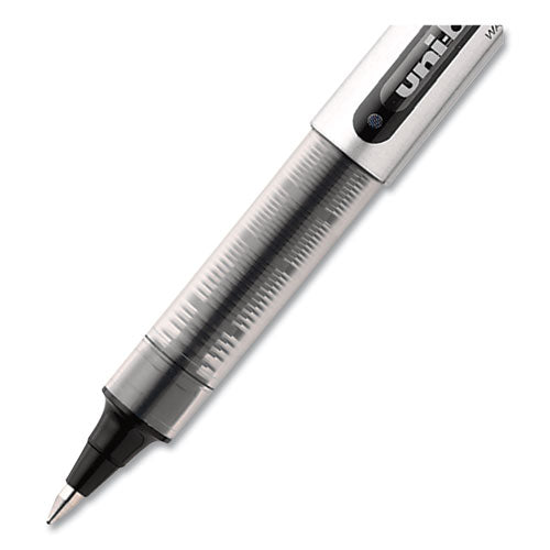 Vision Roller Ball Pen, Stick, Fine 0.7 Mm, Black Ink, Silver/black/clear Barrel, Dozen.