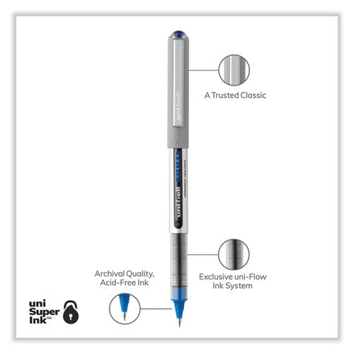 Vision Roller Ball Pen, Stick, Fine 0.7 Mm, Blue Ink, Silver/blue/clear Barrel, Dozen.