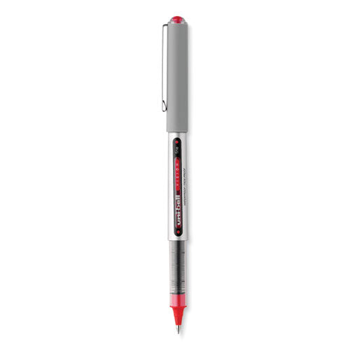 Vision Roller Ball Pen, Stick, Fine 0.7 Mm, Red Ink, Silver/red/clear Barrel, Dozen.