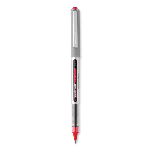 Vision Roller Ball Pen, Stick, Fine 0.7 Mm, Red Ink, Silver/red/clear Barrel, Dozen.