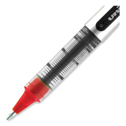 Vision Roller Ball Pen, Stick, Fine 0.7 Mm, Red Ink, Silver/red/clear Barrel, Dozen.