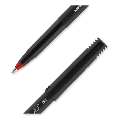 Onyx Roller Ball Pen, Stick, Fine 0.7 Mm, Red Ink, Black/red Barrel, Dozen.