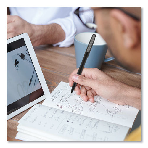 Roller Ball Pen, Stick, Extra-fine 0.5 Mm, Black Ink, Black Matte Barrel, Dozen.